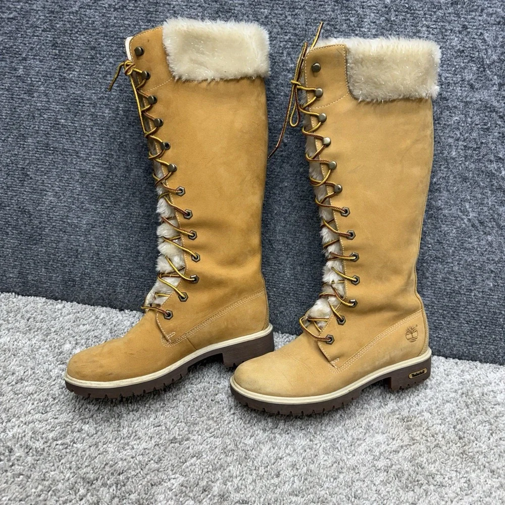 Timberland faux fur tongue nubuck Leather boots shoes 15
